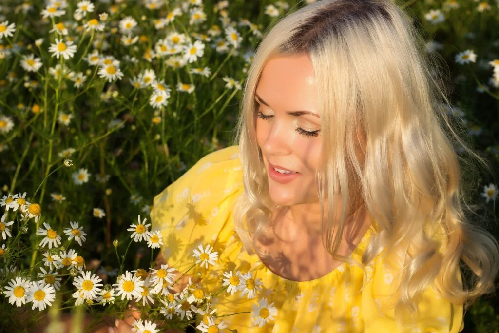 blond girl in a field